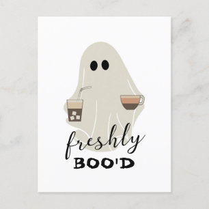Cartão Postal Fantasma Bonito de Halloween   Recém-Enamorado