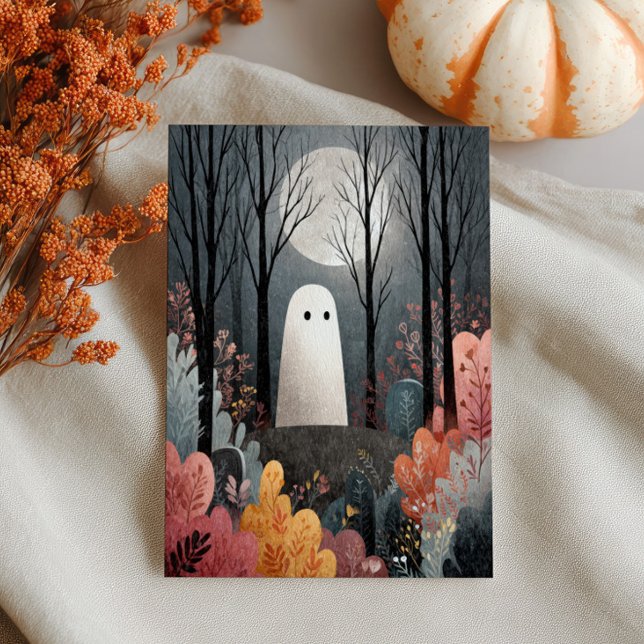Cartão Postal Fantasma Bonito no Halloween das Florestas Assombr (Criador carregado)
