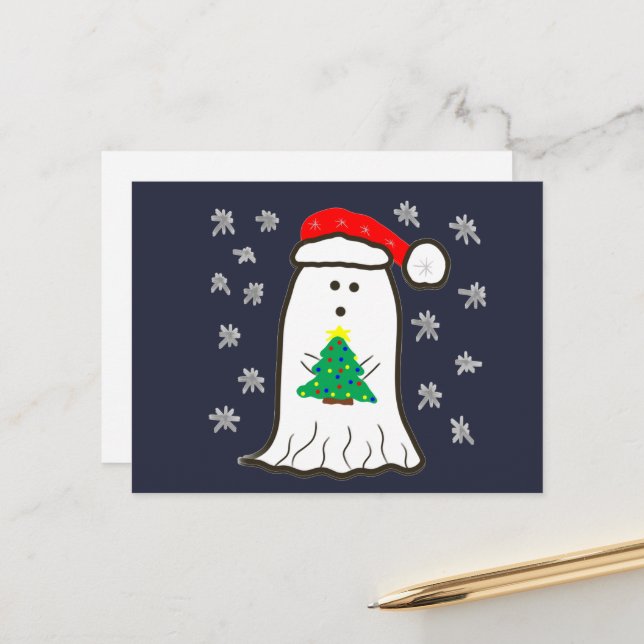 Cartão Postal Fantasma com Árvore de Natal (Frente/Verso In Situ)