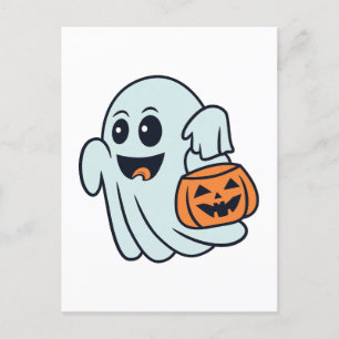 Cartão Postal Fantasma de Halloween Fofo