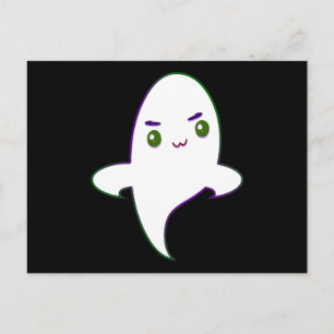 Cartão Postal Fantasma de Halloween Malvado Kawaii