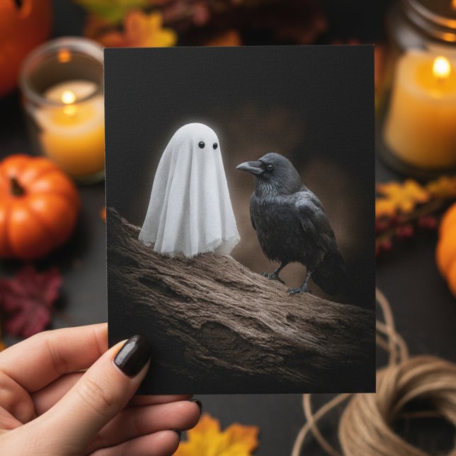 Cartão Postal Fantasma e Halloween Raven (Criador carregado)