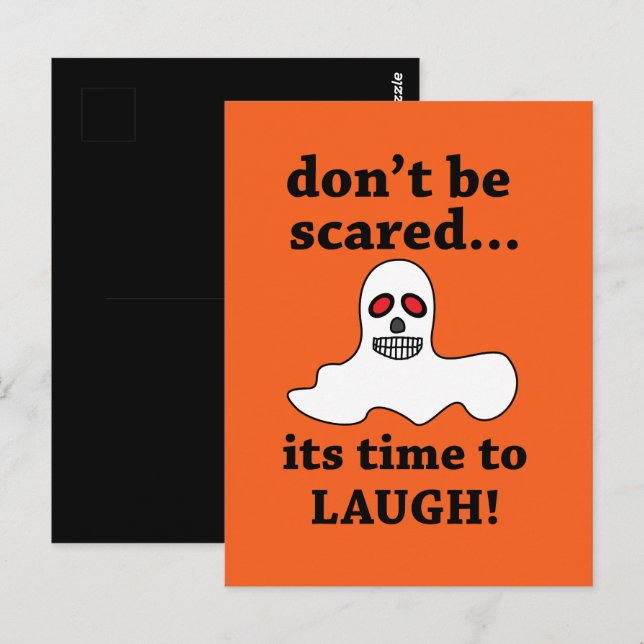 Cartão Postal Fantasma engraçado de Halloween (Frente/Verso)