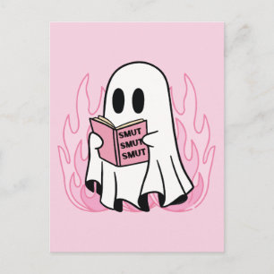 Cartão Postal Fantasma fofo lendo livro safado