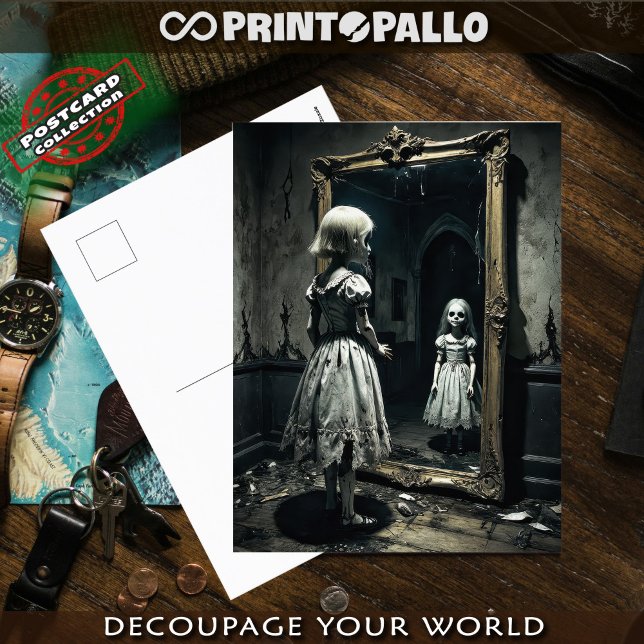 Cartão Postal Fantasma infantil amaldiçoado num espelho (Criador carregado)