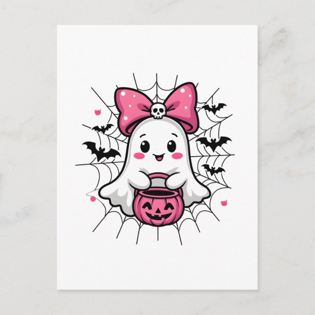Cartão Postal Fantasma Spooky com consciência cor-de-rosa do Can (Frente)