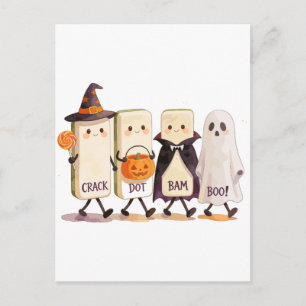 Cartão Postal Fantasmagoria de Mahjong de Halloween com Azulejos