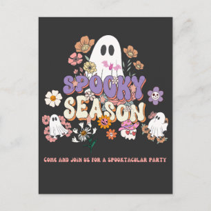 Cartão Postal Fantasmagórico Fantasma Preto Roxo Laranja Hallowe