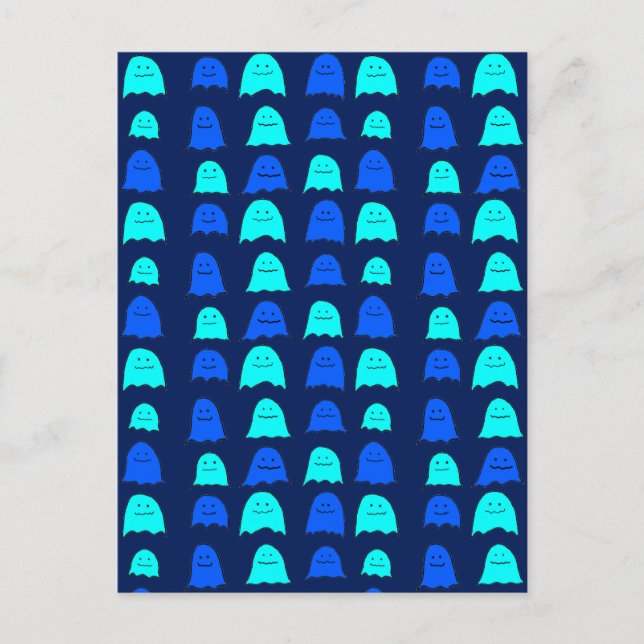 Cartão Postal Fantasmas Azuis do Halloween (Frente)