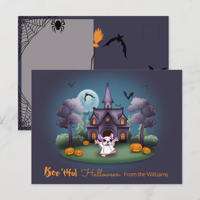 Cartão Postal Fantasmas bonitinhos do Halloween (Frente/Verso)