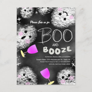 Cartão Postal Fantasmas de Lousa Bebida Alcoólica Halloween Adul