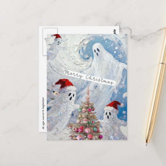 Cartão Postal Fantasmas de Natal Fofos (Frente/Verso In Situ)