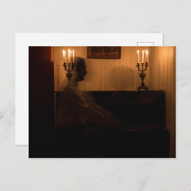 Cartão Postal Fantasmas horrorosos na sala, casal dançante (Frente/Verso)