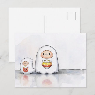 Cartão Postal Fantasmas pequenos e médios Halloween