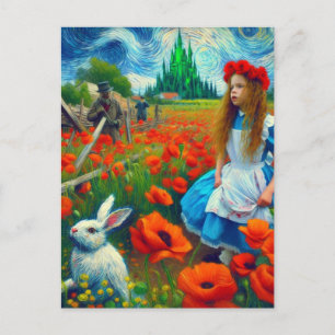 Cartão Postal Fantasy Alice e o Coelho Enter Oz