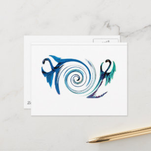 Cartão Postal Fantasy Animal Blue Dragon