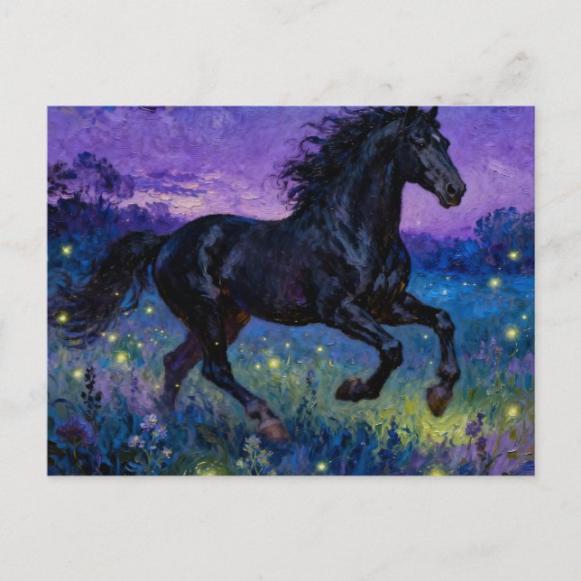 Cartão Postal Fantasy Black Horse Postcard (Frente)