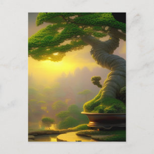 Cartão Postal Fantasy Bonsai Tree Arte Digital