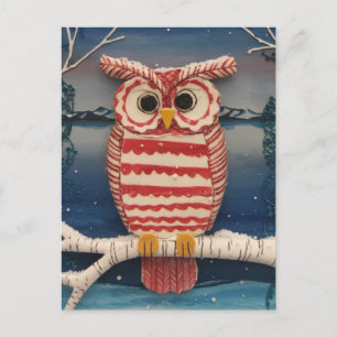 Cartão Postal Fantasy Candycane Owl