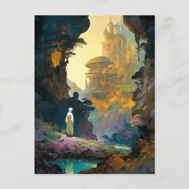 Cartão Postal Fantasy City Landscape Art (Frente)