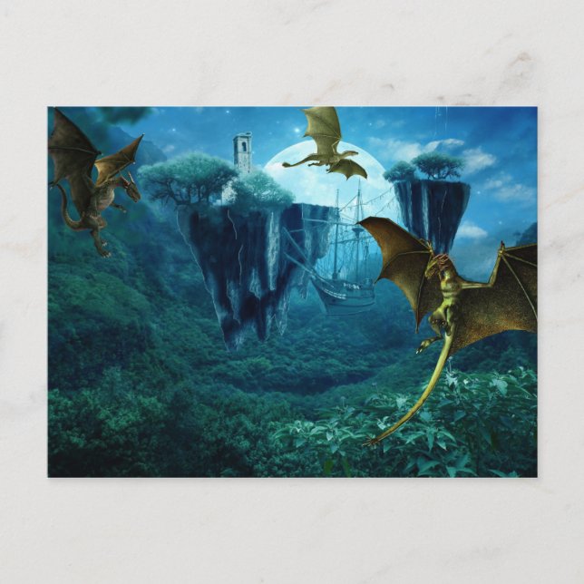 Cartão Postal Fantasy Dragon Paisagem (Frente)