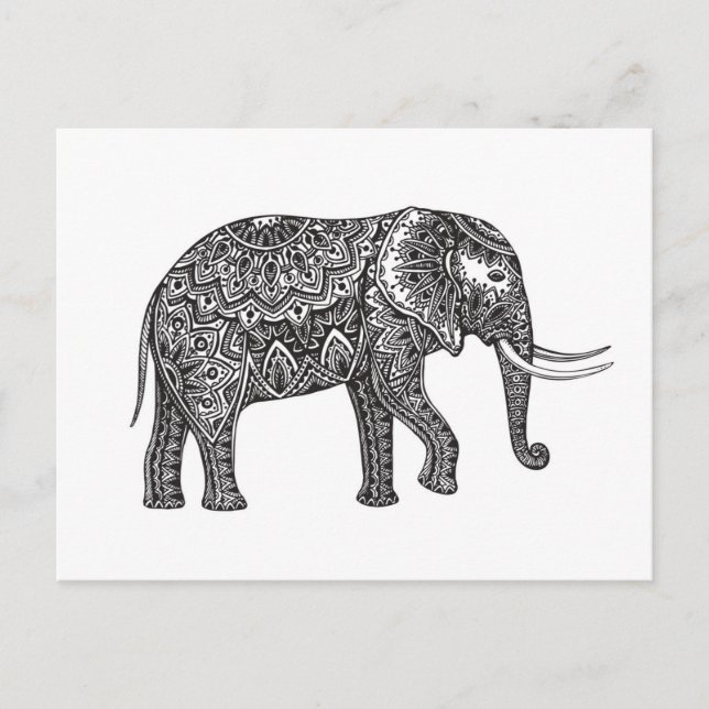 Cartão Postal Fantasy Elephant Doodle (Frente)