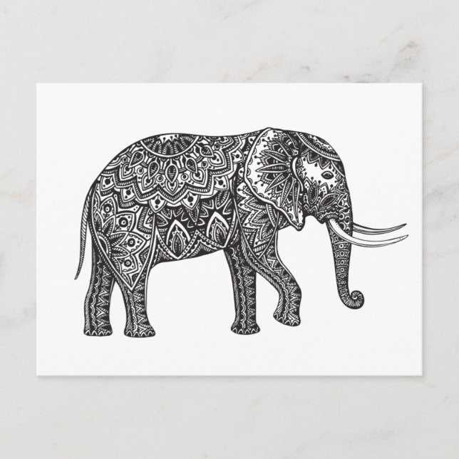 Cartão Postal Fantasy Elephant Doodle (Frente)