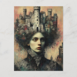 Cartão Postal Fantasy Fairy Tale Queen com Castelo na Cabeça