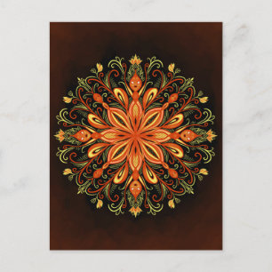 Cartão Postal Fantasy Fire Flame Mandala