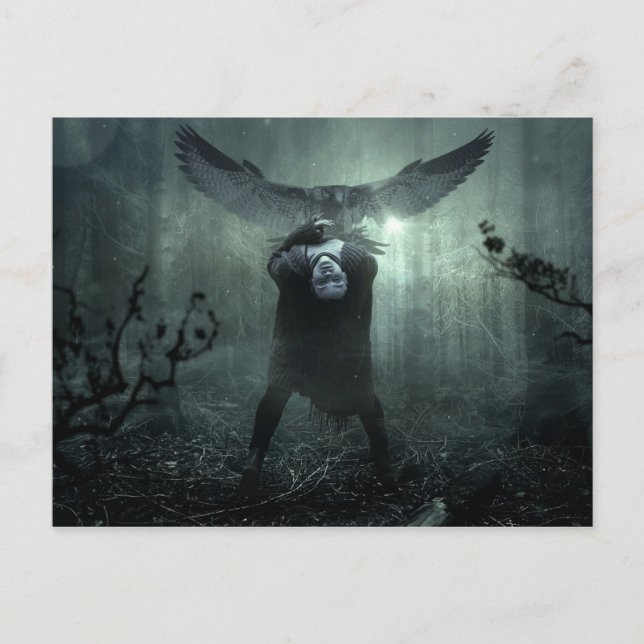 Cartão Postal Fantasy Forest Creepan Wird Dark Halloween (Frente)