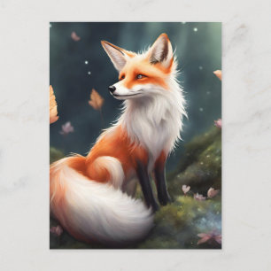 Cartão Postal Fantasy Fox Nature Art