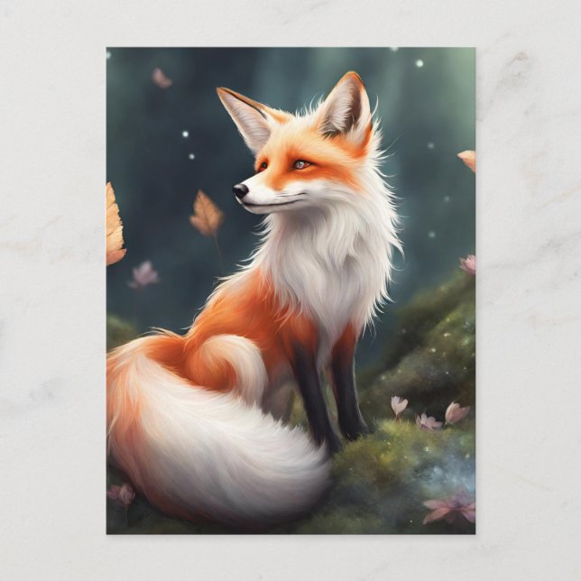 Cartão Postal Fantasy Fox Nature Art (Frente)