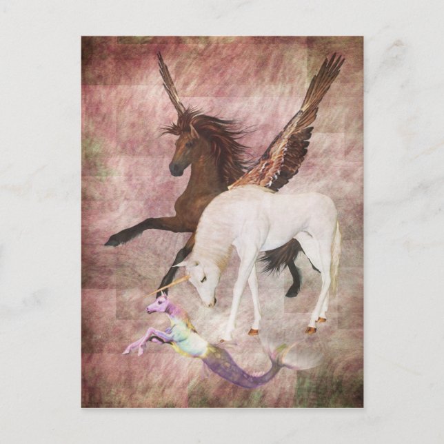 Cartão Postal Fantasy Horses (Frente)