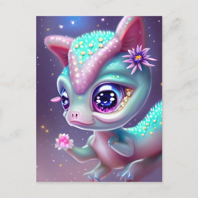 Cartão Postal Fantasy Kawaii, bebê dinossauro fofo e adorável (Frente)