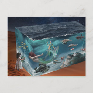 Cartão Postal Fantasy Mermaid Ocean Cube