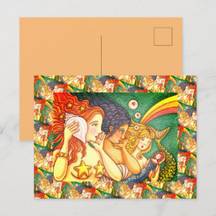 CARTÃO POSTAL FANTASY MERMAID SISTERHOOD SHARING SECRET WISDOMS