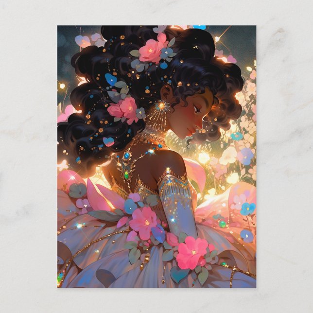 Cartão Postal Fantasy Mulher Afro-Americana Art (Frente)