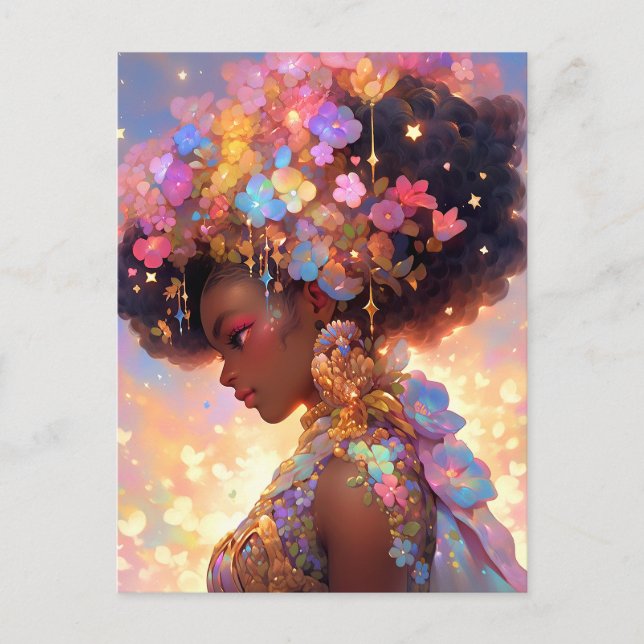 Cartão Postal Fantasy Mulher Afro-Americana Art (Frente)