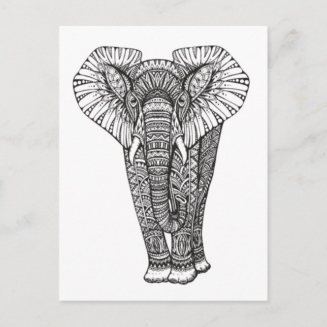 Cartão Postal Fantasy - Patternamente Elephant Doodle (Frente)