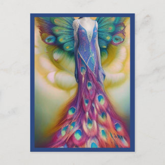 Cartão Postal Fantasy Peacock Wedding Fairytale Forest