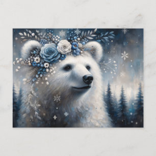 Cartão Postal Fantasy Polar Bear Winter Wonderland