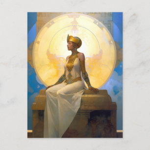 Cartão Postal Fantasy Retrofuturista Arte Sentada Rainha