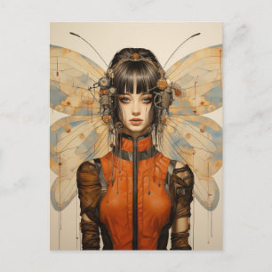 Cartão Postal Fantasy Scifi Insect Woman Butterfly Wings