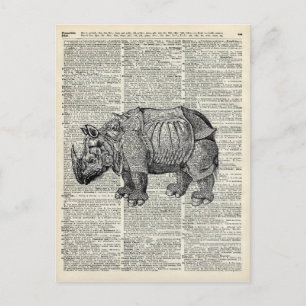 Cartão Postal Fantasy steampunk Rhinoceronte