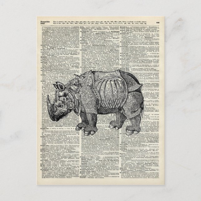 Cartão Postal Fantasy steampunk Rhinoceronte (Frente)
