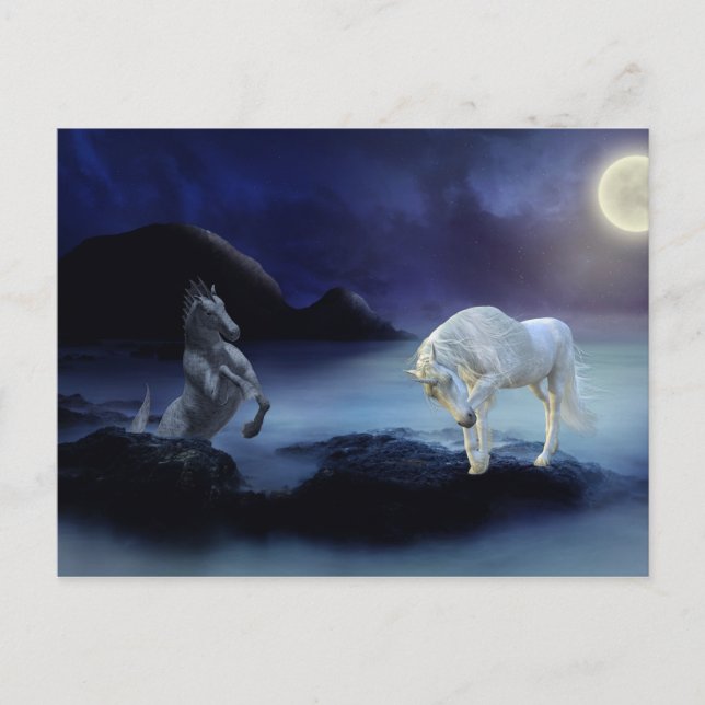 Cartão Postal Fantasy Unicorn Hippocampus Mythic Sea Creature (Frente)
