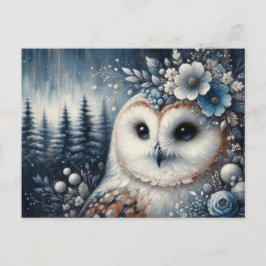 Cartão Postal Fantasy White Owl Winter Wonderland
