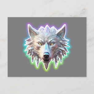 Cartão Postal Fantasy White Wolf Head