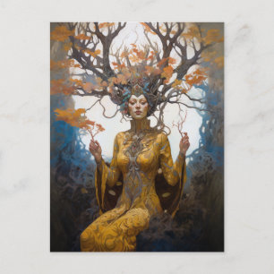 Cartão Postal Fantasy Woodland Sorceress Magic Fantasy