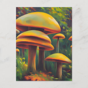 Cartão Postal Fantasy Yellow Mushroom